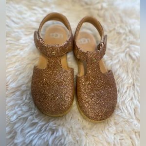 UGG Girls Rose Gold Glitter Flat Sandal